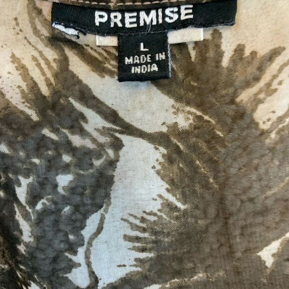 Premise brown pink sheer chiffon gem jewelled beach coverup blouse top Sz L 🔥 - Picture 9 of 10